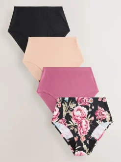Next Noir / Praline nude / Rose fleuri - Lot de 4 culottes menstruelles à débit moyen Invisible Sale