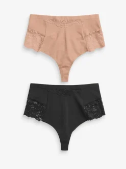 Next Noir / Praline Nude - Tongs taille haute légers et modelants pour le contrôle de l'abdomen 2 Pack Online