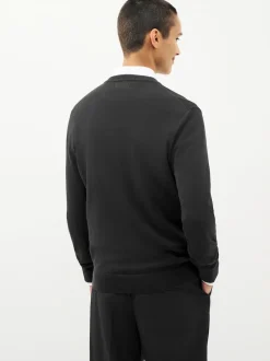 Next Noir - Pull Col rond en pur Coton Coupe classique Hot