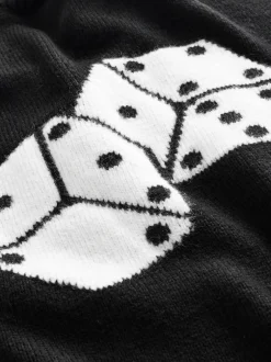 Next Noir - Pull EDIT en maille graphique à col rond Hot