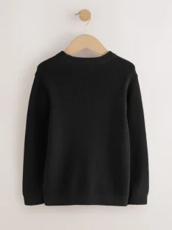 Next - Pull en maille col rond en coton (3-16ans) Noir Online