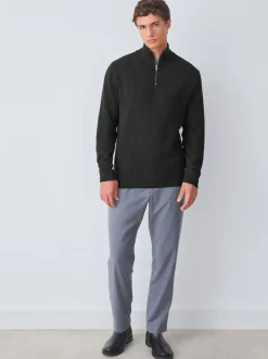 Next Noir - Pull N.premium en coton riche en coton haut de gamme texturé à col zippé Outlet