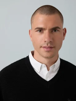 Next Noir - Pull Oxford texturé coupe classique Hot