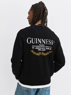 Next Noir - Pulls graphique à col rond 100% coton Guinness sous licence Clearance