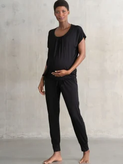 Seraphine Noir - Pyjama de maternité et d’allaitement avec sac à dos et allaitement Ensemble 2 pièces Online