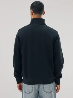 Next - Quart de zip - Sweat-shirt en jersey riche en coton Noir New