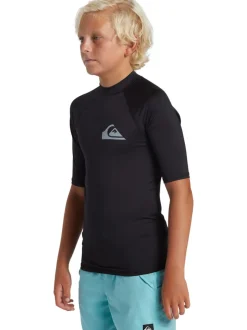 Quiksilver Noir - Jeunes Manches courtes UPF50 Gilet anti-éclaboussures Outlet