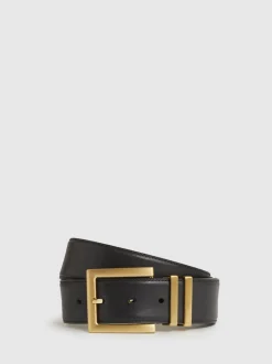Reiss Noir - Brompton Leather Square Buckle Ceintures Best