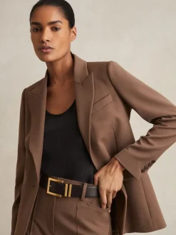 Reiss Noir - Brompton Leather Square Buckle Ceintures Best