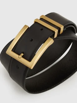 Reiss Noir - Brompton Leather Square Buckle Ceintures Best