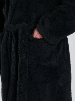 Loungeable Noir - Robe de chambre à capuche Sherpa Hot