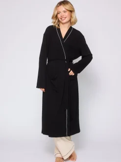 Loungeable Noir - Robe de chambre kimono côtelée Online