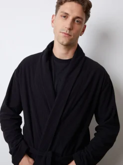 Threadbare Noir - Robe de chambre gaufrée en polaire Online