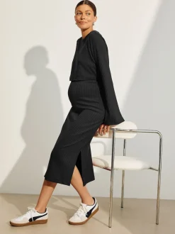 Next Noir - Robe de grossesse à manches longues et allaitement New