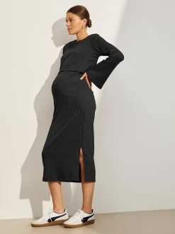 Next Noir - Robe de grossesse à manches longues et allaitement New