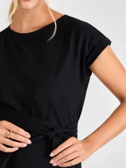 Jojo Maman Bébé Noir - Robe t-shirt mi-longue décontractée à manches courtes Outlet