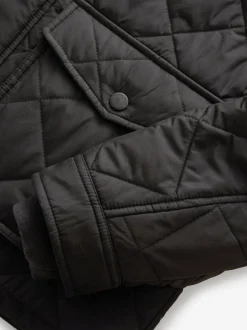 Next Noir - Résistant à la douche Diamond Quilt Corduroy Col Veste Clearance