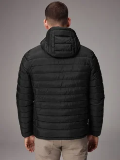 Next Noir - Résistant à la douche Lightweight Hooded Puffer Coat Veste Outlet