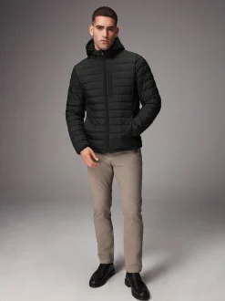 Next Noir - Résistant à la douche Lightweight Hooded Puffer Coat Veste Outlet