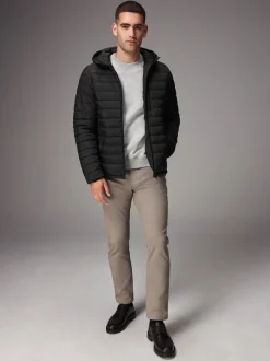 Next Noir - Résistant à la douche Lightweight Hooded Puffer Coat Veste Outlet