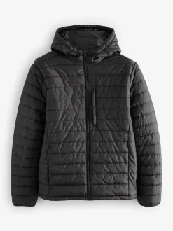 Next Noir - Résistant à la douche Lightweight Hooded Puffer Coat Veste Outlet