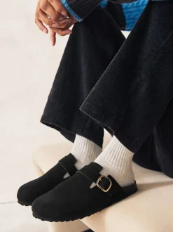 Next Noir - sabots en cuir avec semelle plantaire Hot