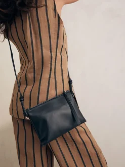 Next Noir - Sac à bandoulière en cuir Discount