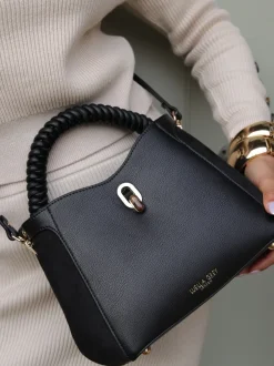 Luella Grey Noir - Sac à bandoulière Catherine à poignée tissée Sale