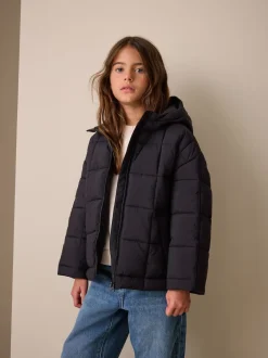 Next Noir - Shower Resistant Square Quilted Coat (3-16yrs) Clearance