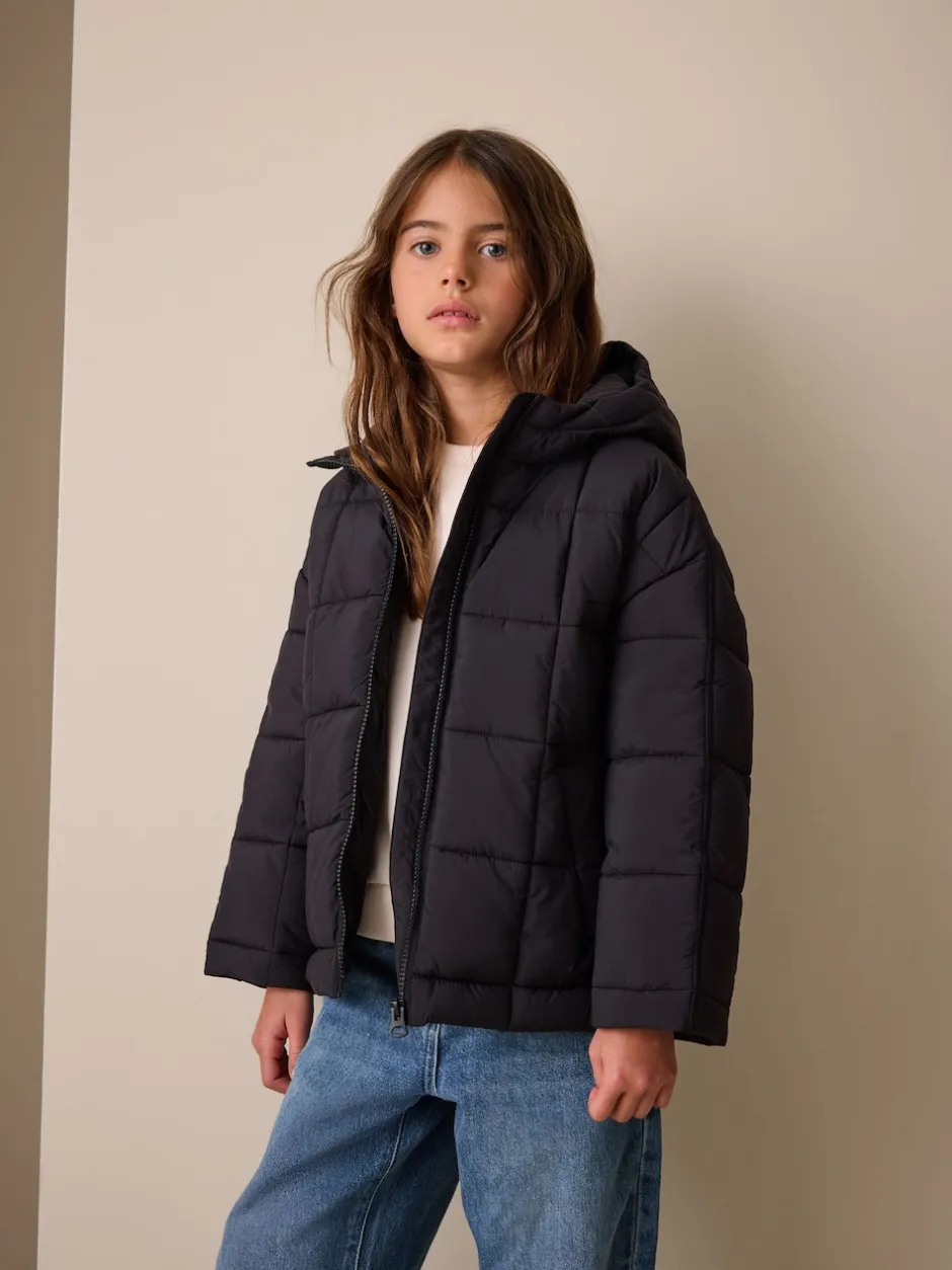 Next Noir - Shower Resistant Square Quilted Coat (3-16yrs) Clearance