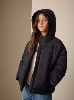 Next Noir - Shower Resistant Square Quilted Coat (3-16yrs) Clearance