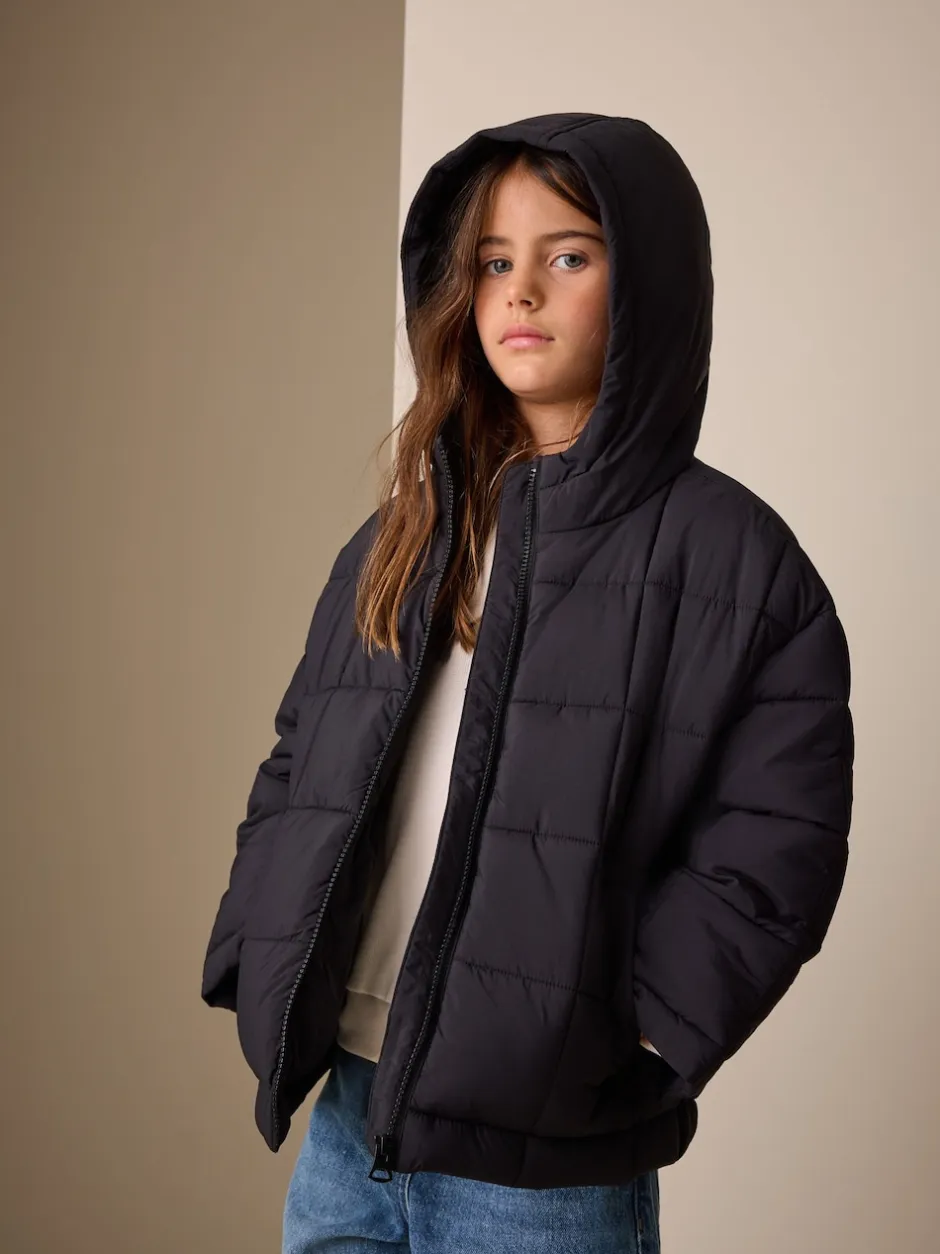Next Noir - Shower Resistant Square Quilted Coat (3-16yrs) Clearance
