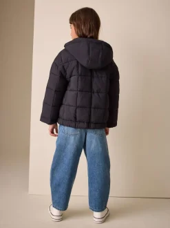 Next Noir - Shower Resistant Square Quilted Coat (3-16yrs) Clearance