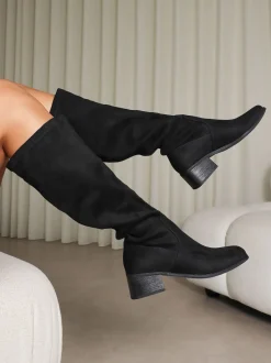 Simmi London Noir - Bottes stretch à talons hauts Xander Clearance