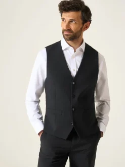 Skopes Noir - gilet de costume Winstre riche en laine à simple boutonnage
