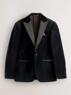 Next Noir - Slim Fit (Slim Fit) - Blazer Motionflex Extensible en velours New