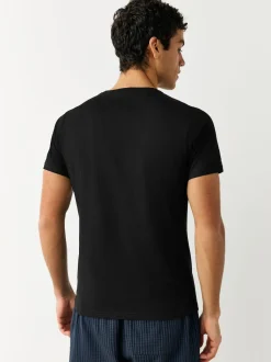 Next Noir - Slim Fit (Slim Fit) - T-shirts de superposition en coton 100 %, lot de 2 Discount