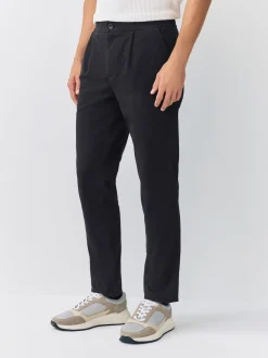 Next Noir - Slim Fit (Slim Fit) - Pantalons Chinos extensibles plissés avec taille élastique Outlet