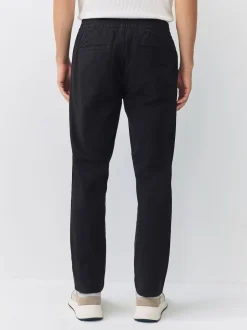 Next Noir - Slim Fit (Slim Fit) - Pantalons Chinos extensibles plissés avec taille élastique Outlet