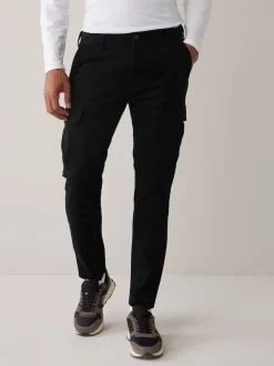 Next - Slim Fit (Slim Fit) - Pantalon cargo stretch en coton Noir Sale
