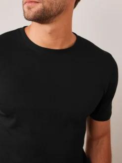 Next - Slim Fit (Slim Fit) - T-shirt Essential Col rond en coton Noir New