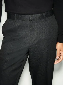 Next Noir - Slim Fit (Slim Fit) - Pantalon de smoking texturé avec détail de ruban adhésif Online