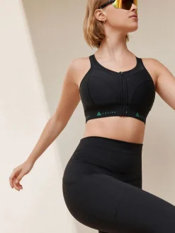 Next Noir - Soutien-gorge DD+ Active Sports zippé sur le devant Dry Tech à impact élevé Discount