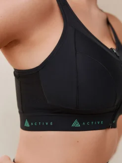 Next Noir - Soutien-gorge DD+ Active Sports zippé sur le devant Dry Tech à impact élevé Discount