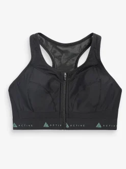 Next Noir - Soutien-gorge DD+ Active Sports zippé sur le devant Dry Tech à impact élevé Discount