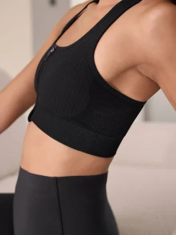 Next Noir - Soutiens-gorge de sport sans coutures zippé sur le devant à impact modéré Best