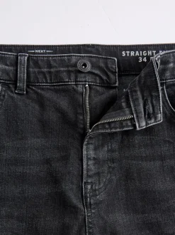 Next - Straight Fit Classic Jeans extensibles Noir Outlet