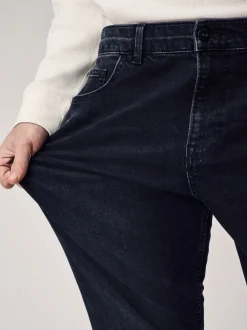 Next - Straight Fit Classic Jeans extensibles Noir Outlet