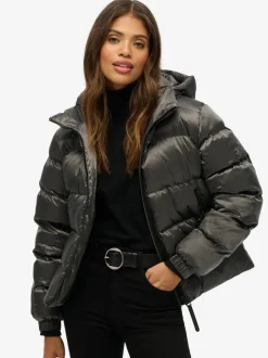 Superdry Noir - Capuche Luxe Sports Doudoune Clearance