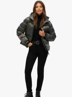 Superdry Noir - Capuche Luxe Sports Doudoune Clearance
